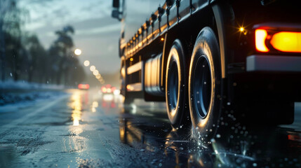 Wall Mural - Detailed View of a Cargo Truck in Transit
