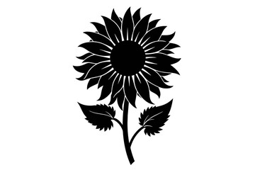  A sunflower silhouette black vector artwork illustration