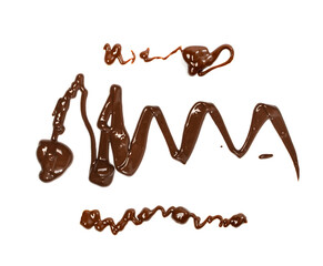 Wall Mural - Chocolate Smear Isolated, Melted Chocolate Texture on White Background, Chocolate Sauce Pattern