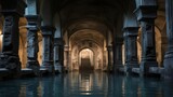 Fototapeta Kuchnia - Roman bathhouse's frigidarium bathers in cold plunge pool