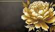 Peony flower pattern. Hand drawn engraved floral background with botanical rose, peony. Golden line
