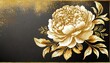 Luxury wallpaper design with golden hydrangea flower and natural background. Line design for wall art, fabrics