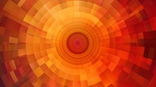Pyramidlike Shapes Arranged In A Radial Pattern, Each Layer In Gradient Shades From Orange To Crimson