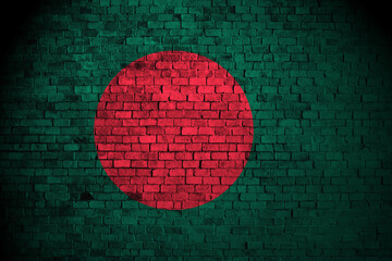 Wall Mural - bangladesh flag on brick wall