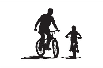 Father and son Silhouette vector Illustration. Father and Boy Vector Illustration.