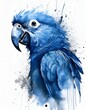 Silhouette de perroquet bleu sur fond blanc