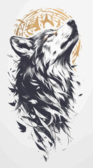 Wall Mural - Wild Ink: Wolf Tattoo