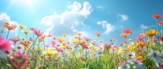 Poster - Flower field with vibrant color