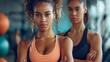 Confident Fit Women at Gym: Focused and Determined. Generative ai