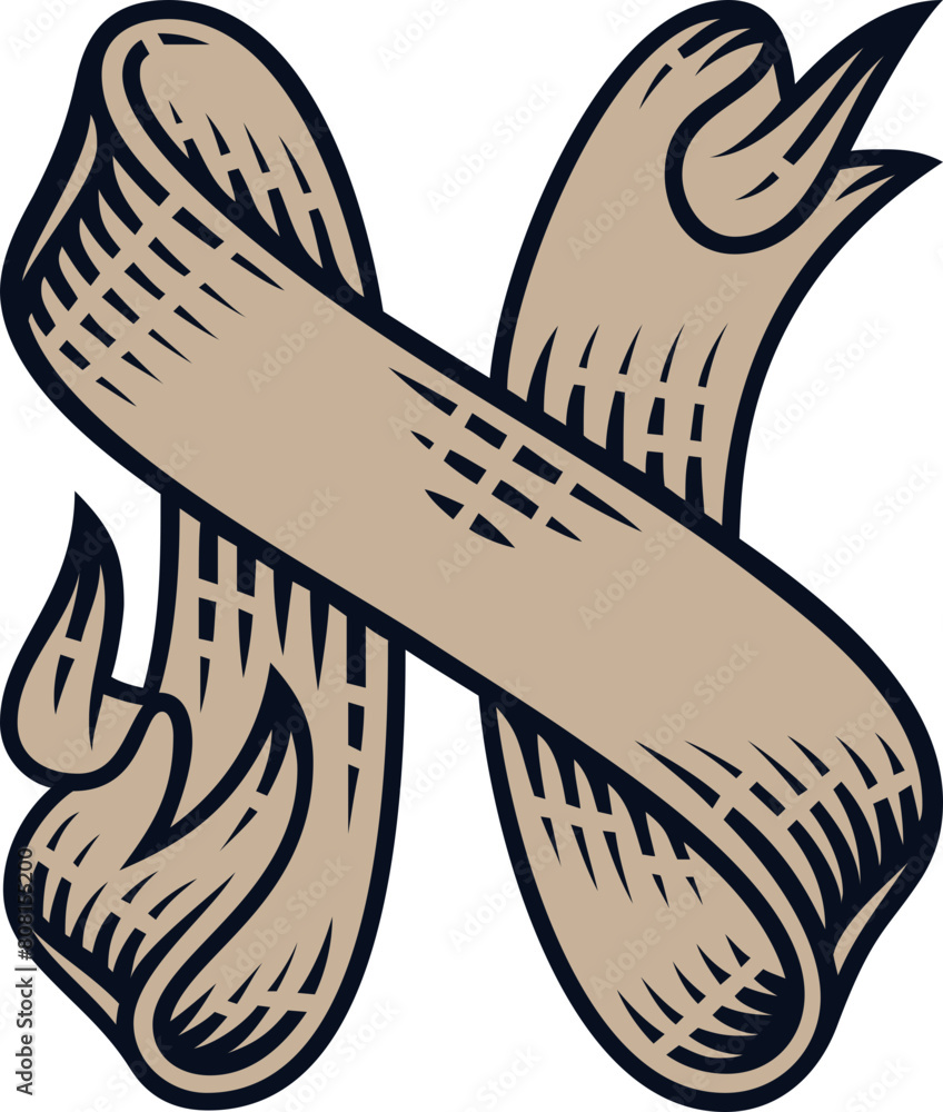 Letter Ribbon Sign Vector engraved style letter made of curved ribbon Stock Vector | Adobe ...