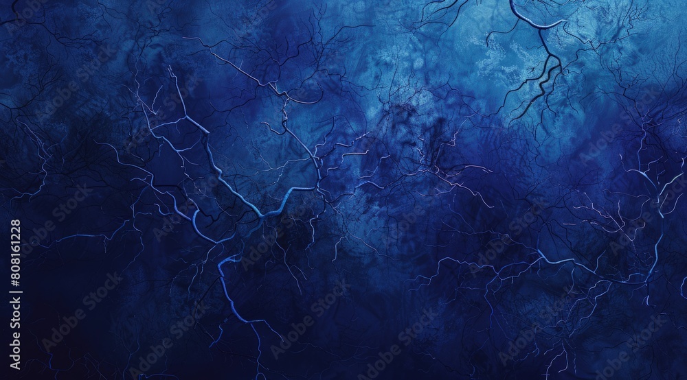 Neural network with neurons and brain cells on a dark blue background ...