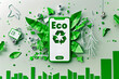 Background of paper cutout logo of an eco friendly mobile app
