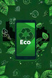 Background of paper cutout logo of an eco friendly mobile app