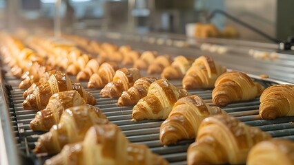Wall Mural - Incorporating Modern Technology to Streamline Glazed Croissant Production. Concept Technology Integration, Glazed Croissant Production, Modernizing Processes, Streamlining Efficiency
