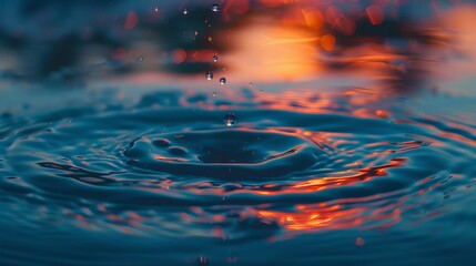 Wall Mural - water drop on water surface.