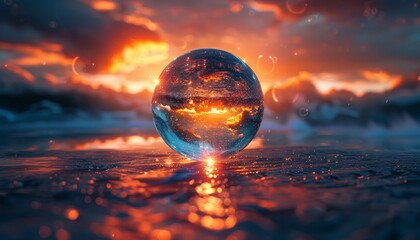 Wall Mural - a large glass ball is sitting on a tiled floor by ai generated image