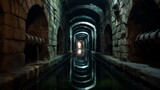 Fototapeta Kuchnia - Roman aqueduct's underground chamber inspects and repairs channels