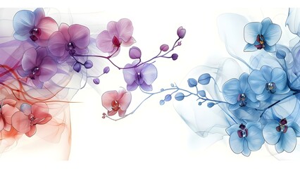 Wall Mural - Orchid Watercolor Floral Design for Cards and Stationery. Concept Watercolor Painting, Floral Design, Orchid, Cards, Stationery