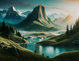 Wall Mural - Paysage de montagne