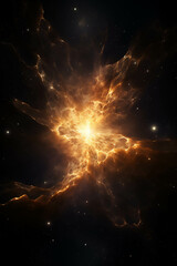 Wall Mural - A bright supernova explodes in the dark depths of space, leaving a glowing nebula in its wake.