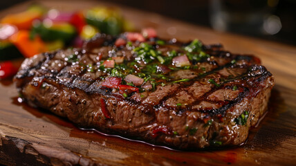 Wall Mural - Grilled steak with garnish