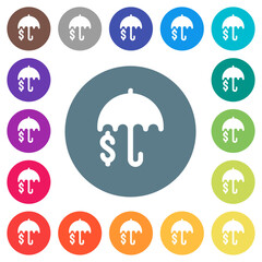 Poster - Financial protection solid flat white icons on round color backgrounds