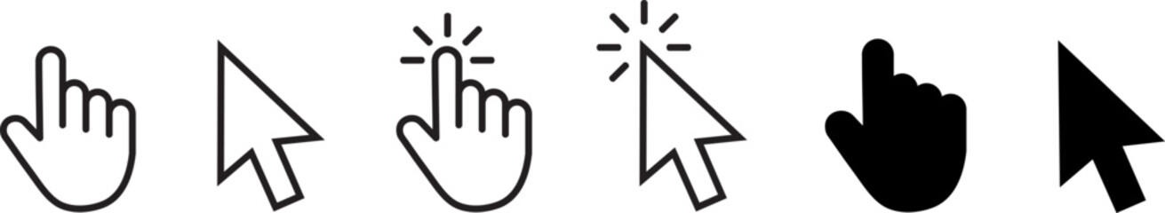 Computer mouse click cursor gray arrow icons set and loading icons. Cursor icon. Vector illustration. Mouse click cursor collection.