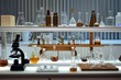 Images showcasing various laboratory equipment such as microscopes, test tubes, beakers, and pipettes, essential for conducting experiments and scientific analysis in a laboratory setting