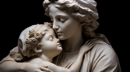 Wall Mural - Marble sculpture depicting mother-child love and tenderness