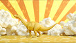 Cartoon yellow 3D background, intro for a game about dinosaurs,