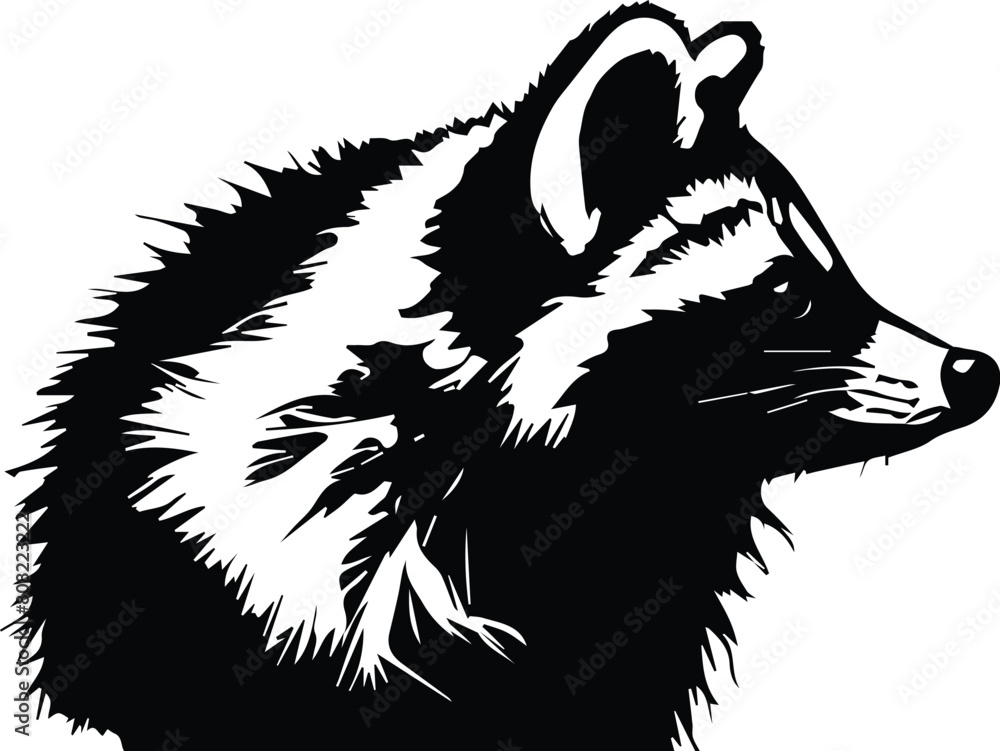 Vector de Stock Raccoon - Sleek Raccoon Silhouette – Nature-Inspired Art Print | Adobe Stock