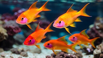 Wall Mural - colorful fishes, colorful, fishes, fish, nature, underwater, water, reef, sea, animal, undersea, blue, colourful, ocean, tropical, aquarium, background, multi colored, red, color image, aquatic.