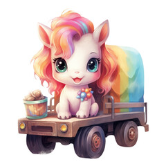 Wall Mural - Cute Baby Unicorn Sublimation Clipart