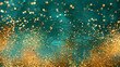 Turquoise and gold glitter background design