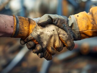 Two Weathered Hands Shaking in a Symbol of Professional Partnership and