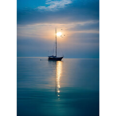 Canvas Print - sailboat at sunset