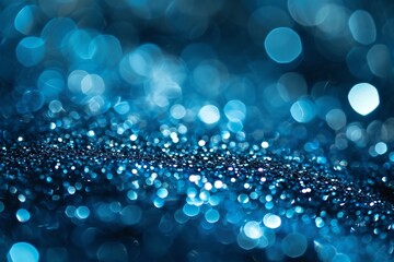 Sapphire glitter bokeh background. Unfocused shimmer royal blue sparkle. Crystal droplets glitter wallpaper, Ai generated