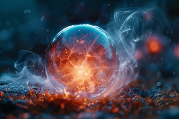 Leinwandbilder - A luminous, orb-shaped organism that propels itself through space using jet-like bursts of compressed gases,