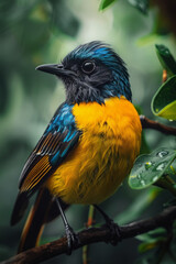Aufkleber - A bird capable of flying backwards and sideways, with wing joints that rotate 360 degrees, adapted for dense, thorny forests,