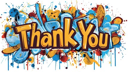 Vibrant Comic-Style 'Thank You' Lettering with Colorful Splash Backdrop