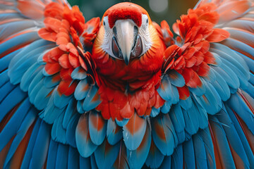 Aufkleber - A parrot with feathers that change colors as it speaks, mimicking the sounds with bursts of color,