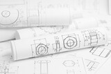 Fototapeta Mapy - Mechanics engineering drawings	
