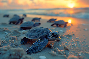 Poster - sea turtle on the beach