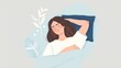 illustration of woman with happy sleeping in bed