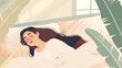illustration of  woman with happy sleeping in bed