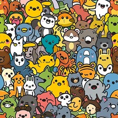 a lot of very little cute ANIMALS sticker background 