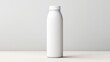 © Chaiyaporn - A plain plastic bottle mockup with a matte finish, placed on a clean white surface, modern and sleek