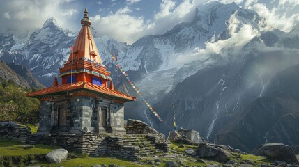 Wall Mural - Tunganath Temple nested in the Garhwal range of the Hill