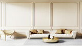Fototapeta Sport - Contemporary classic white beige interior with furniture and decor. modern and classic interior architecture