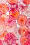 Fototapeta Motyle - pink grapefruit slices on white background